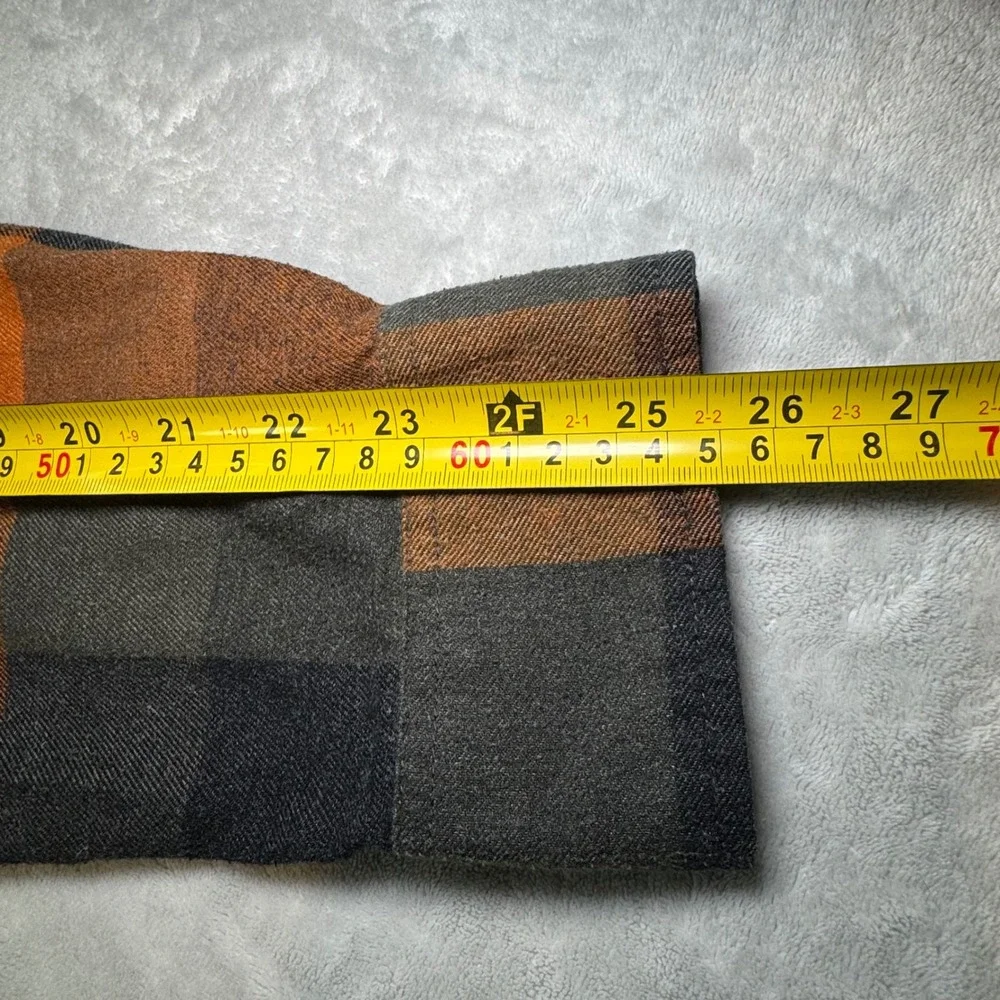 Weatherproof Vintage Men's Plaid Flannel Button Up Shirt Orange Gray Size XL EUC